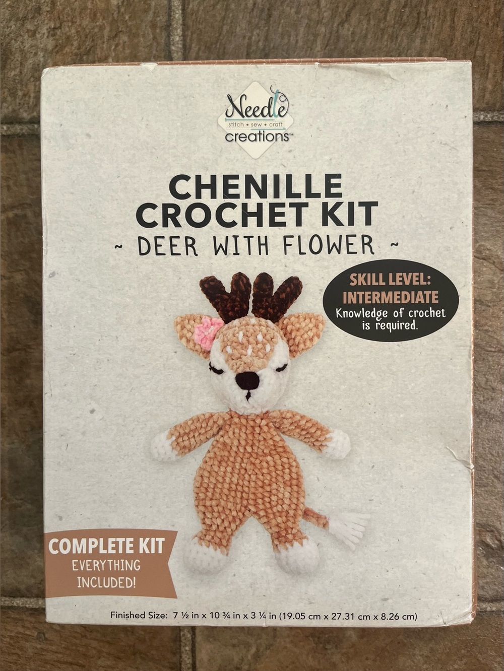 Needle Creations Chenille Crochet Kit Deer with Flower NEW